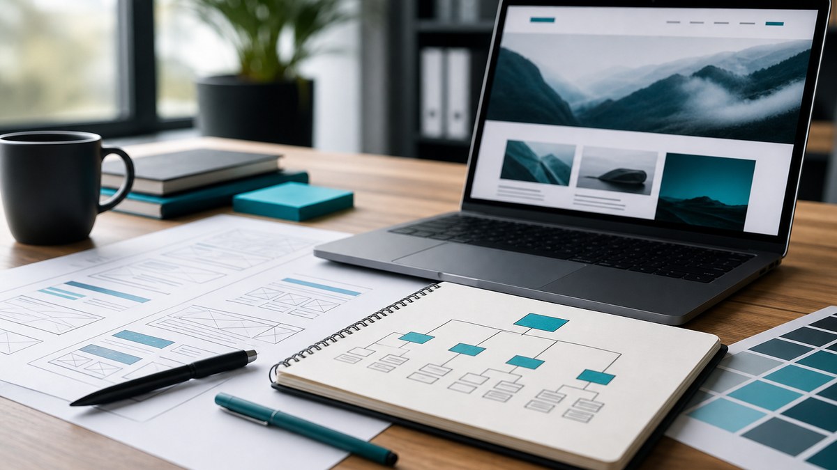 Kurumsal web sitesi planlama wireframe ve çalışma masası